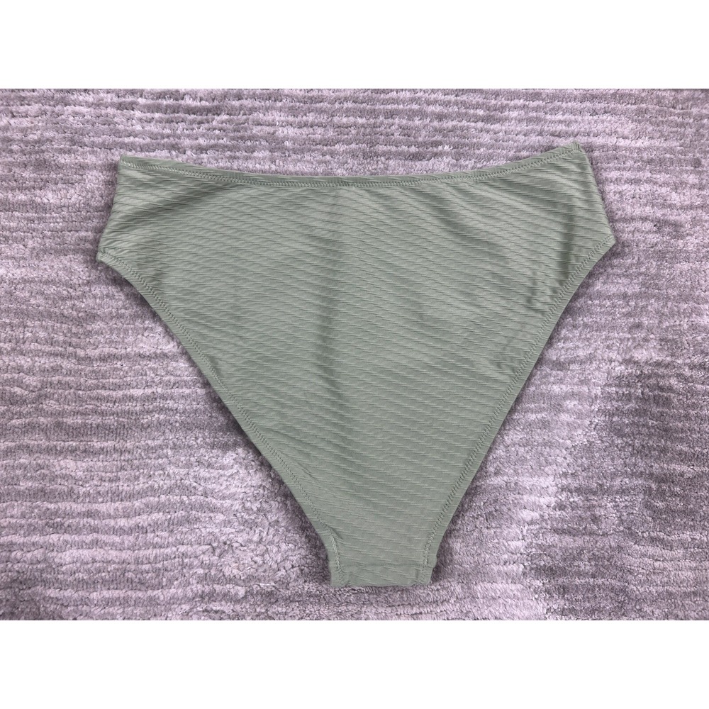 CUPSHE Bikini Bottom Womens L Sage Green Textured High Waisted Swimwear NEW - Picture 4 of 8
